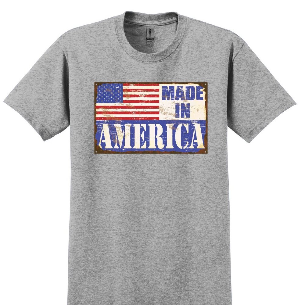 Distressed Made In American sign tshirt